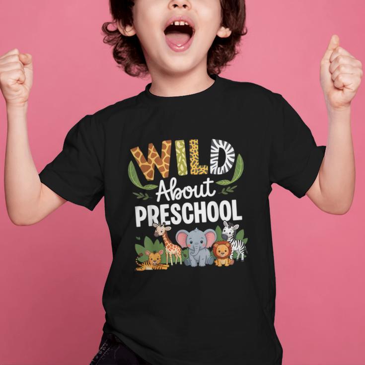 Wild About Preschool Back To School Jungle Theme Classroom Graphic Kid T-Shirt Wild About Preschool Back To School Jungle Theme Classroom Graphic Kid T-Shirt