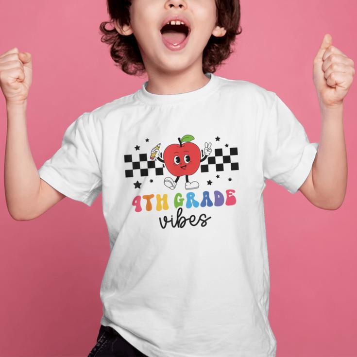 4th Grade Vibes Retro Groovy Apple Back To School Graphic Kid T-Shirt 4th Grade Vibes Retro Groovy Apple Back To School Graphic Kid T-Shirt