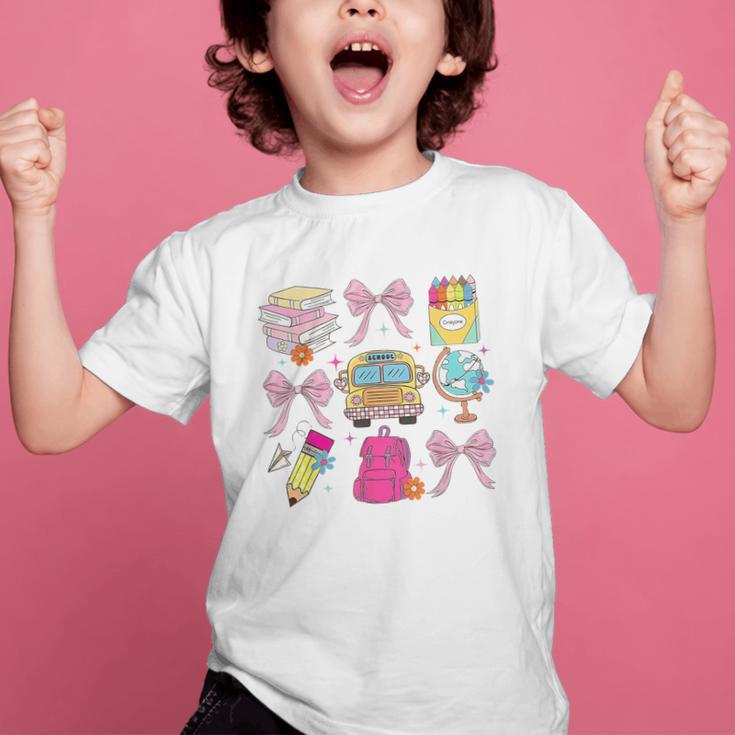 Back To School Coquette School Bus Pencil Graphic Kid T-Shirt