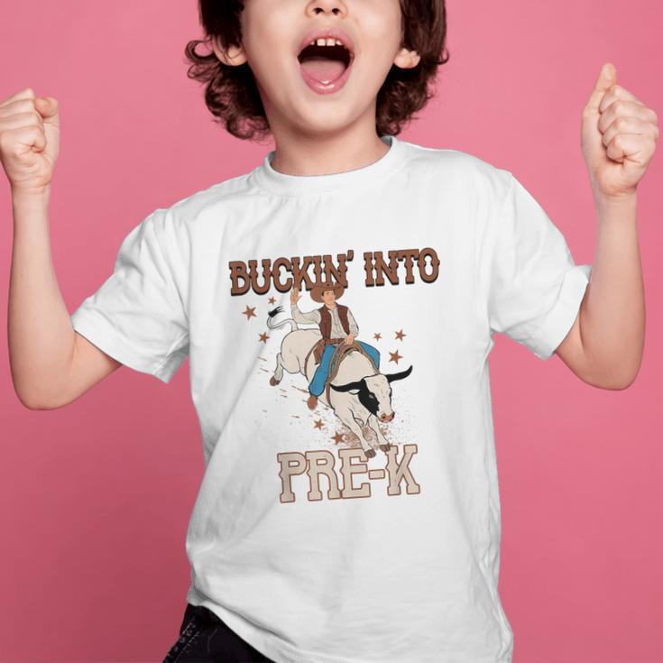 Buckin' Into Pre-K Back To School Cowboy Western Graphic Kid T-Shirt Buckin' Into Pre-K Back To School Cowboy Western Graphic Kid T-Shirt