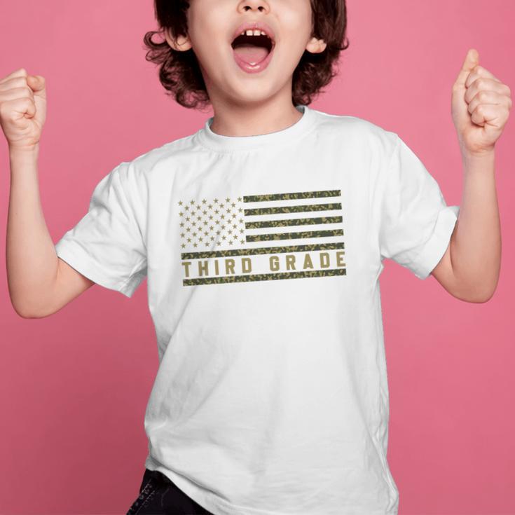 Camo American Flag Third Grade Back To School 3rd Grade Premium Tri-Blend Graphic Kid T-Shirt