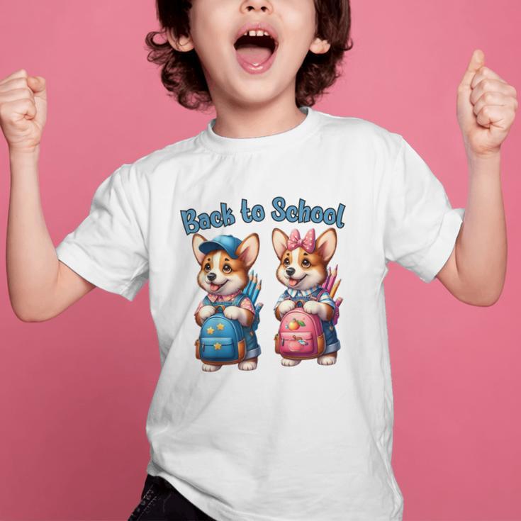 Corgi Dog Student To School Happy Back To School Graphic Kid T-Shirt