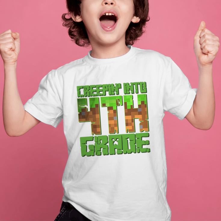 Creepin’ Into 4th Grade Kids Boy Gamer Pixel Back To School Performance Graphic Kid T-Shirt