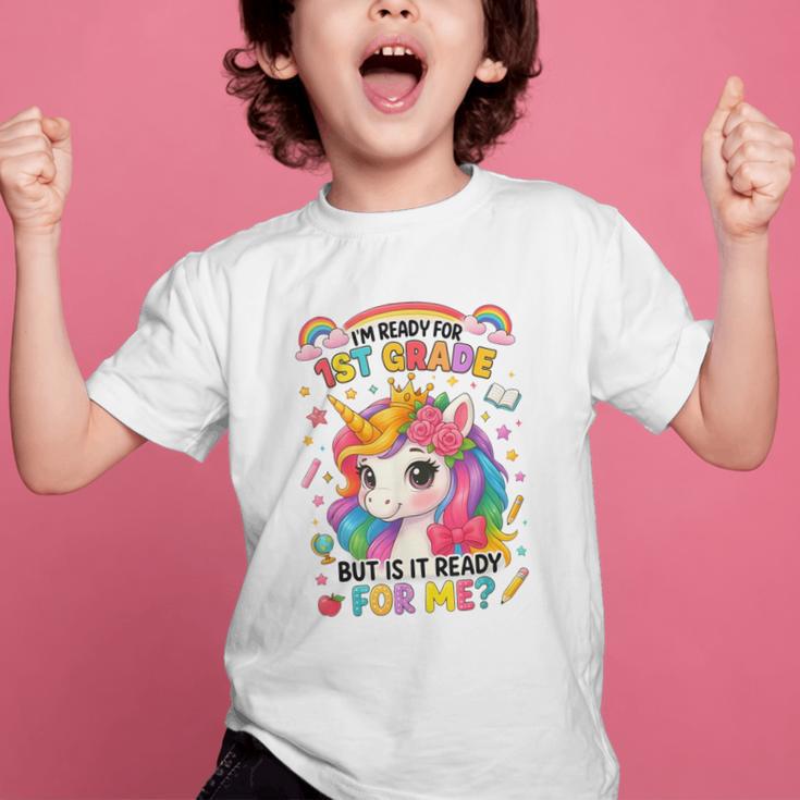 Crush First Grade Girls Back To School Unicorn First Day Graphic Kid T-Shirt
