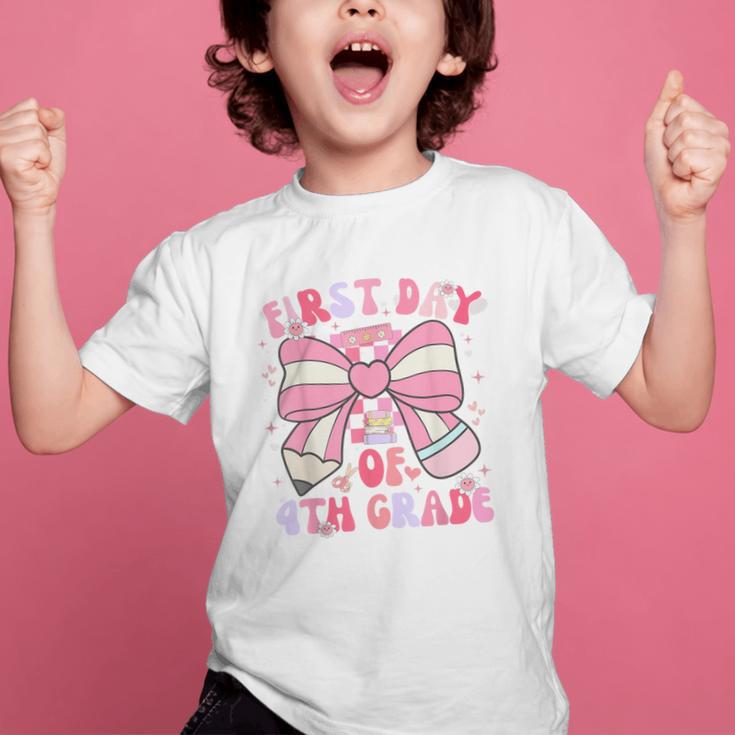 First Day Of 4th Grade Coquette Back To School Girls Kids Graphic Kid T-Shirt