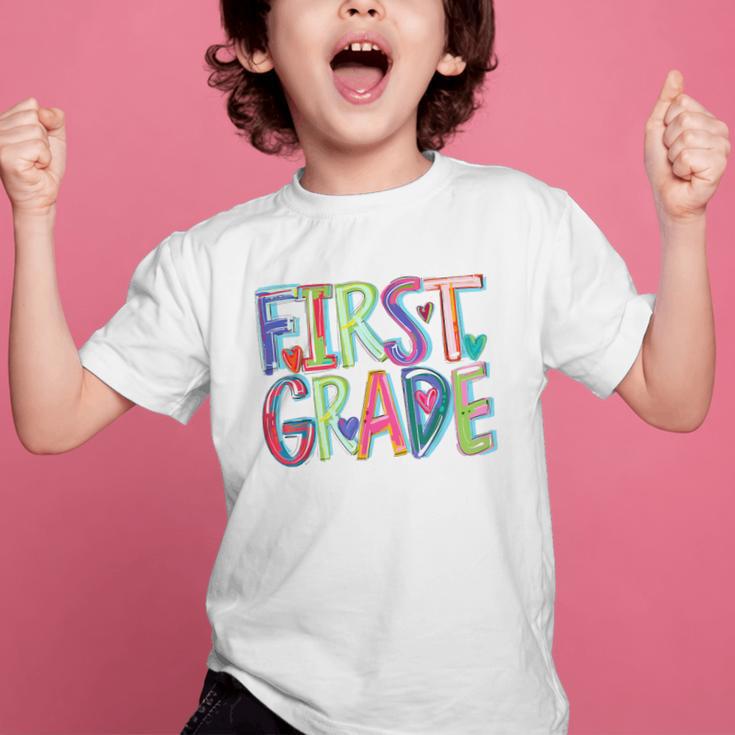 First Grade Back To School Happy First Day Of School Graphic Kid T-Shirt First Grade Back To School Happy First Day Of School Graphic Kid T-Shirt