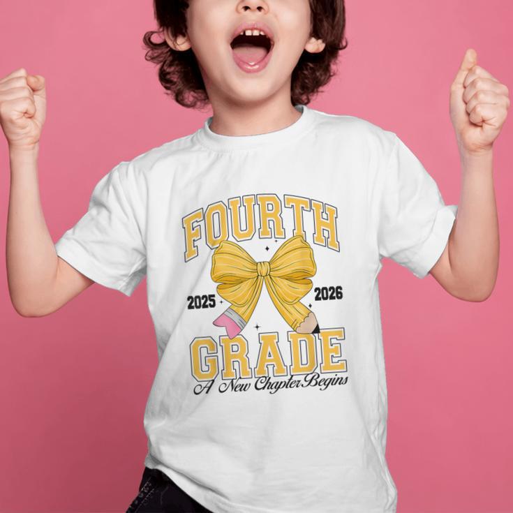 Fourth Grade Back To School First Day Pencil Bow 2025 Girls Graphic Kid T-Shirt Fourth Grade Back To School First Day Pencil Bow 2025 Girls Graphic Kid T-Shirt