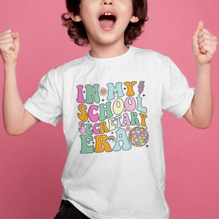 Groovy In My School Secretary Era Back To School Graphic Kid T-Shirt Groovy In My School Secretary Era Back To School Graphic Kid T-Shirt