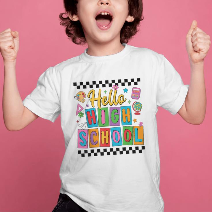 Hello Highshool First Day Of School Back To School Boy Girls Graphic Kid T-Shirt