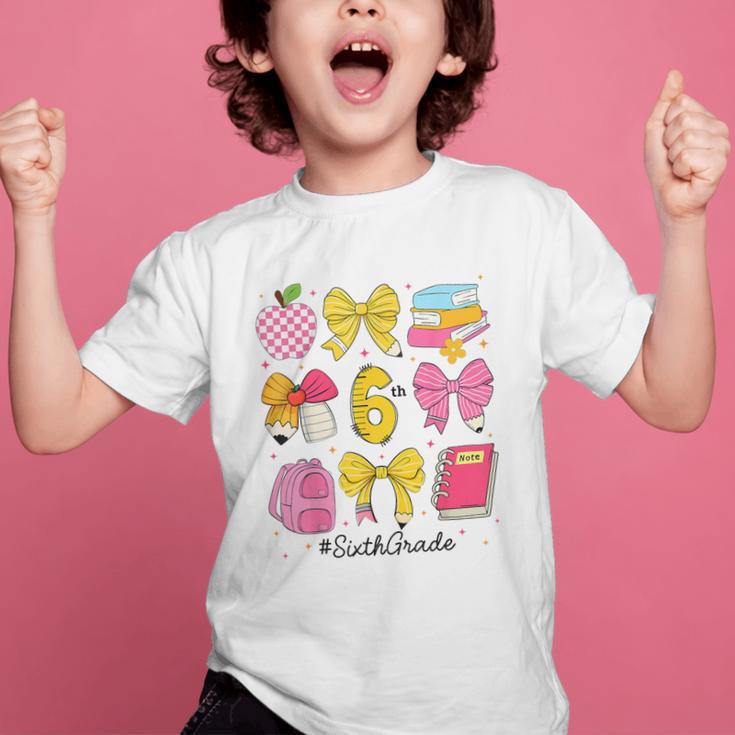 Hello Sixth 6th Grade Back To School Coquette Bow Girls Graphic Kid T-Shirt Hello Sixth 6th Grade Back To School Coquette Bow Girls Graphic Kid T-Shirt