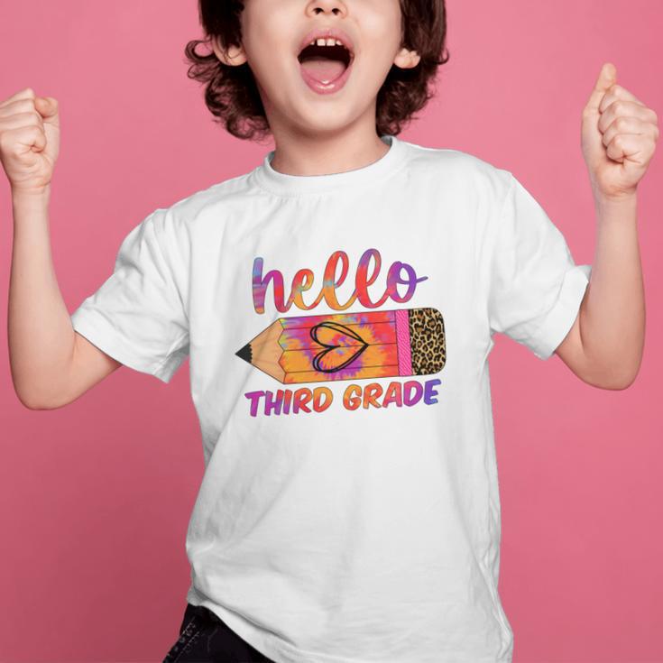 Hello Third Grade Back To School Pencil Tie Dye 3rd Grade Performance Graphic Kid T-Shirt