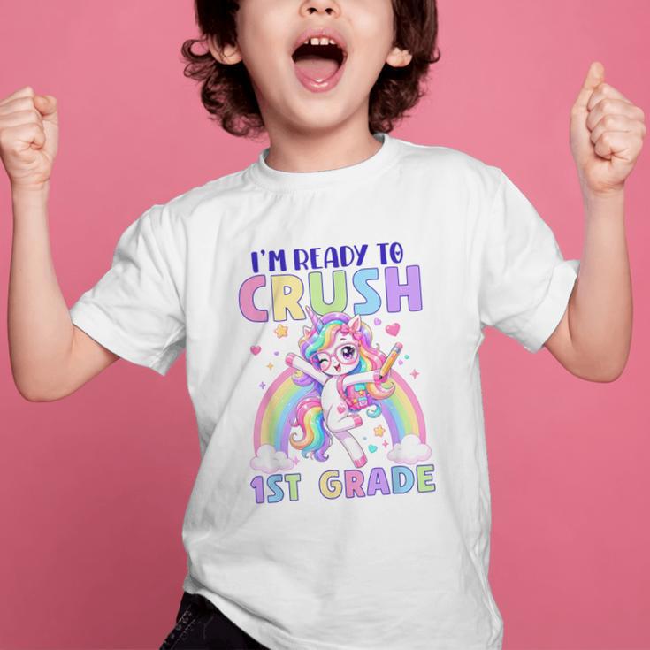 I'm Ready To Crush 1st Grade Unicorn Girls Back To School Graphic Kid T-Shirt I'm Ready To Crush 1st Grade Unicorn Girls Back To School Graphic Kid T-Shirt