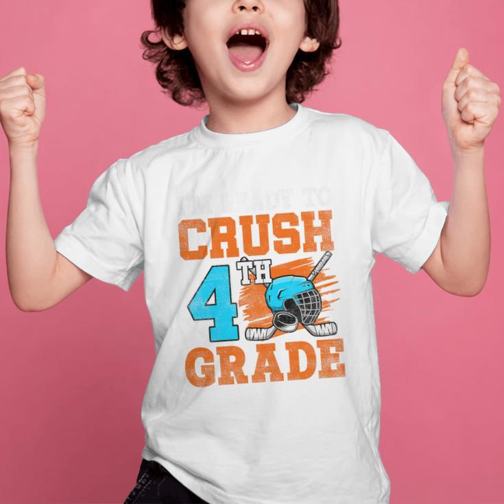 I'm Ready To Crush 4th Grade Hockey Kids Back To School Premium Tri-Blend Graphic Kid T-Shirt