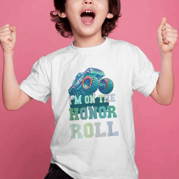 Kids I'M ON HONOR ROLL Monster Trucks Back To School Bruh Graphic Kid T-Shirt Kids I'M ON HONOR ROLL Monster Trucks Back To School Bruh Graphic Kid T-Shirt