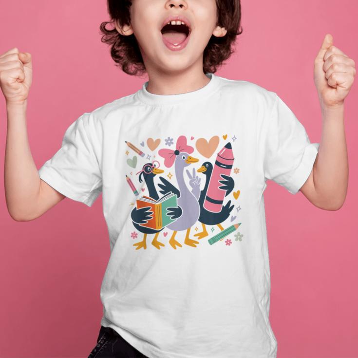 Kindergarten 1st Grade Goose Back To School Girls Graphic Kid T-Shirt Kindergarten 1st Grade Goose Back To School Girls Graphic Kid T-Shirt