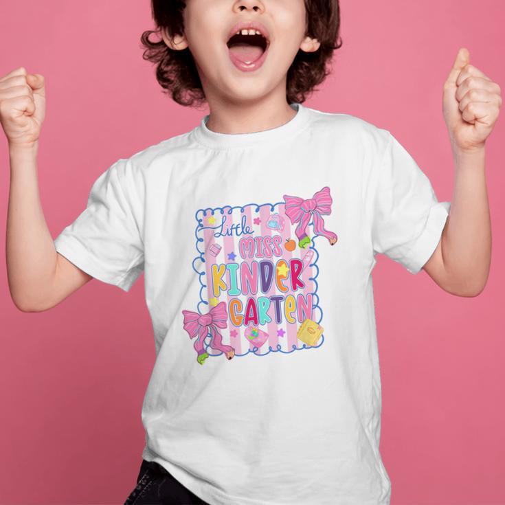 Little Miss Kindergarten Kids Girls Coquette Back To School Graphic Kid T-Shirt Little Miss Kindergarten Kids Girls Coquette Back To School Graphic Kid T-Shirt