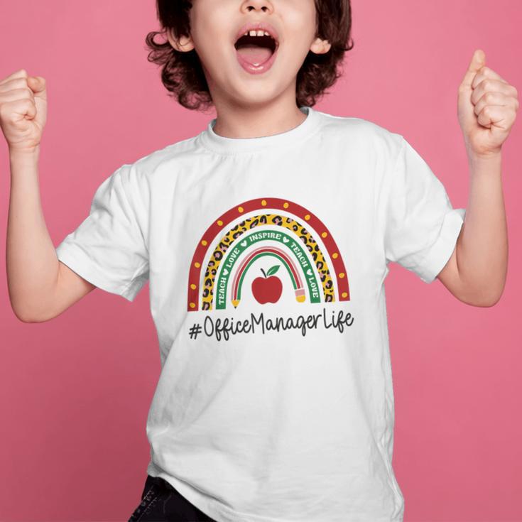 Office Manager Rainbow Appreciation Day Hello Back To School Graphic Kid T-Shirt