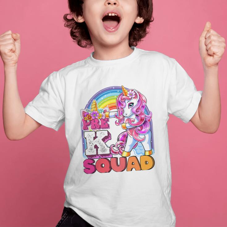 Pre-K Squad Flossing Unicorn Back To School Girls Premium Tri-Blend Graphic Kid T-Shirt