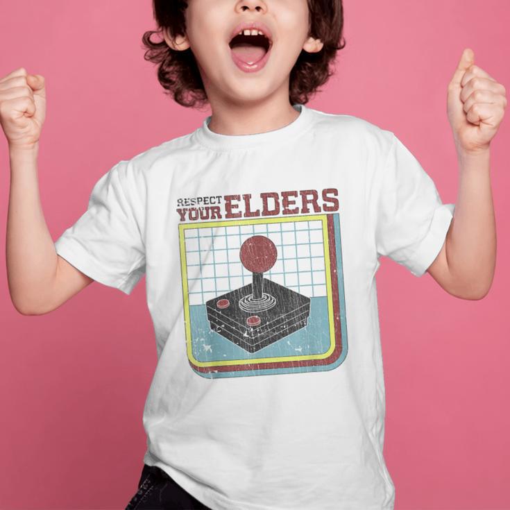 Respect Your Elders Retro Gamer Joystick Back To School Graphic Kid T-Shirt Respect Your Elders Retro Gamer Joystick Back To School Graphic Kid T-Shirt