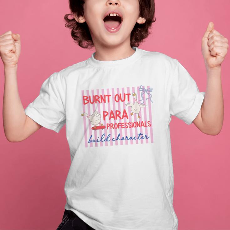 Striped Burnt Out Para Paraprofessional Back To School Graphic Kid T-Shirt Striped Burnt Out Para Paraprofessional Back To School Graphic Kid T-Shirt