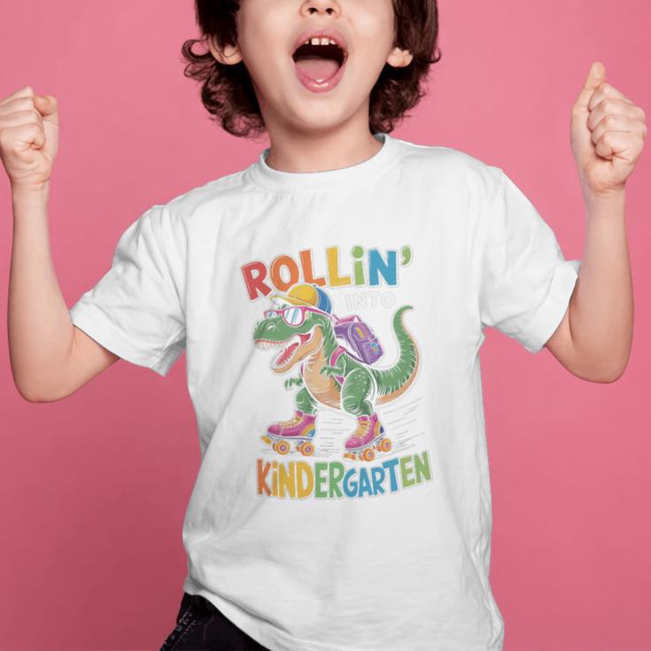 T Rex Rollin Into Kindergarten Back To School First Day Boys Graphic Kid T-Shirt T Rex Rollin Into Kindergarten Back To School First Day Boys Graphic Kid T-Shirt