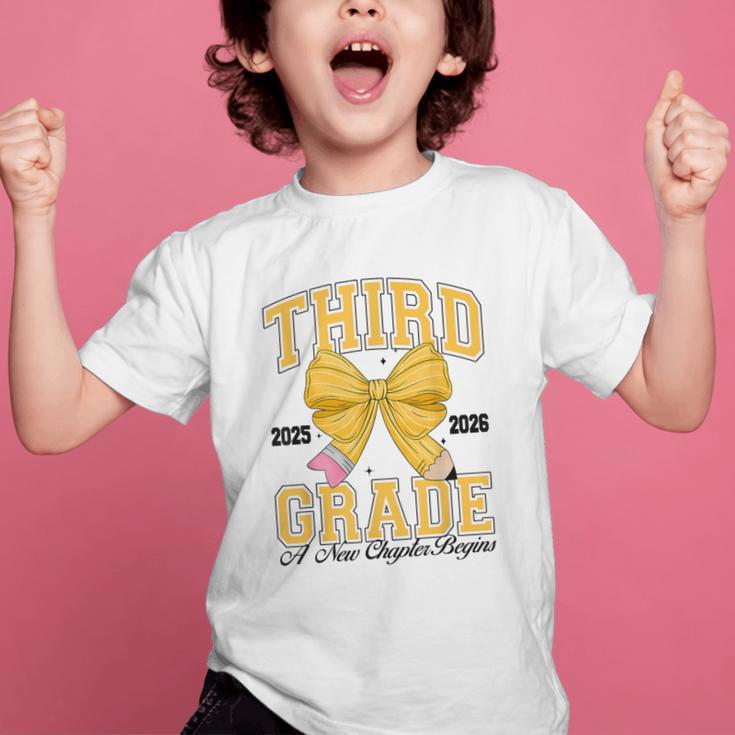 Third Grade Back To School First Day Pencil Bow 2025 Girls Graphic Kid T-Shirt Third Grade Back To School First Day Pencil Bow 2025 Girls Graphic Kid T-Shirt