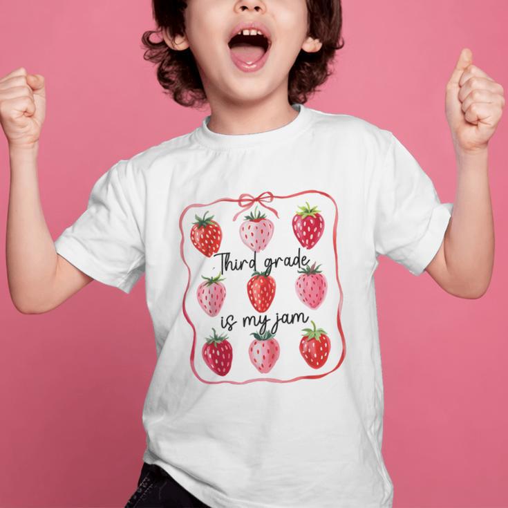 Third Grade Is My Jam Strawberry 3rd Grade Back To School Graphic Kid T-Shirt