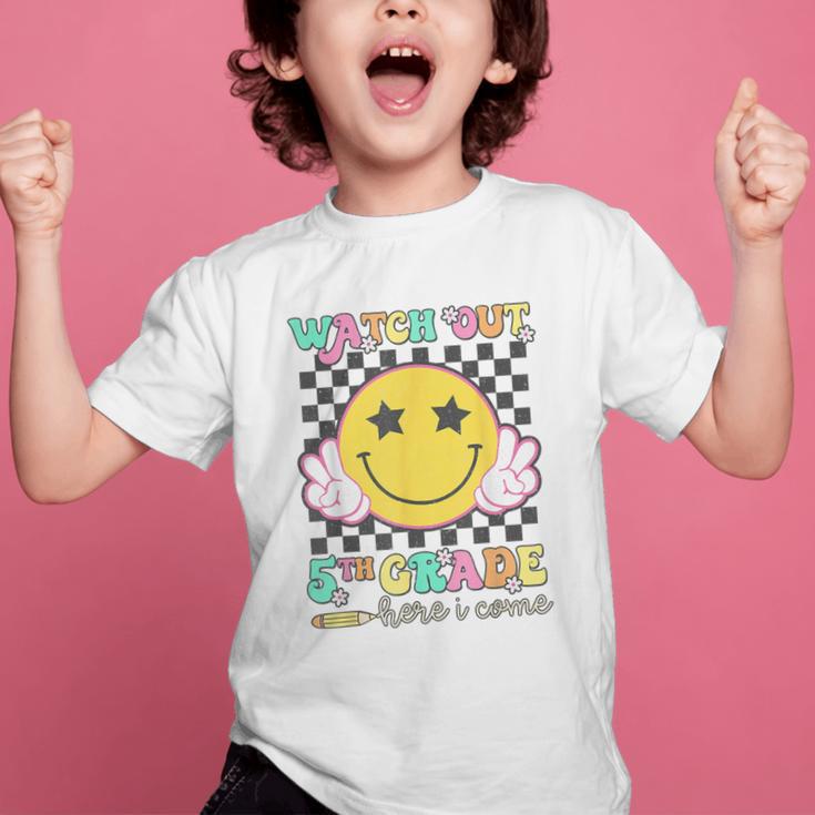 Watch Out 5th Grade Here I Come Back To School Fifth Grade Graphic Kid T-Shirt