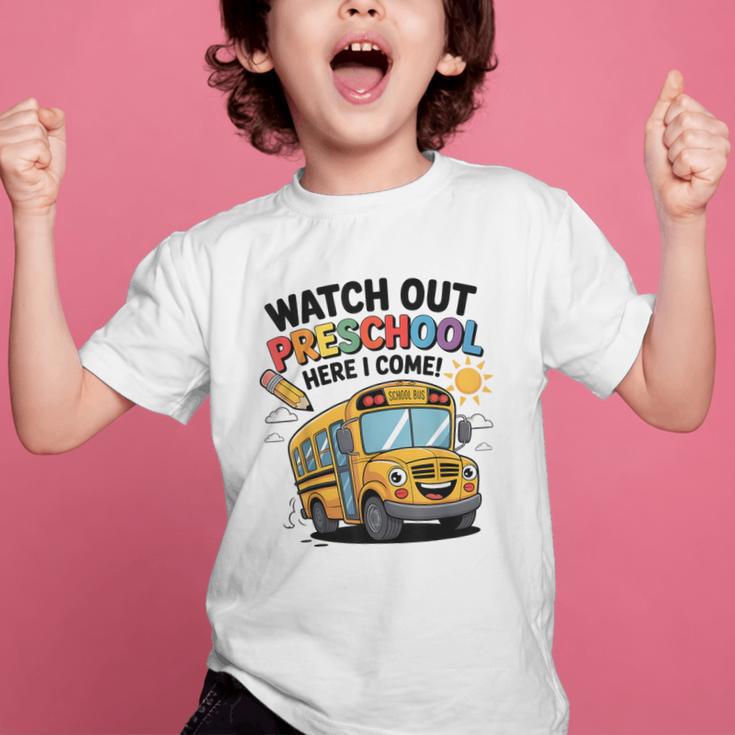 Watch Out Preschool Here I Come Preschool Back To School Graphic Kid T-Shirt