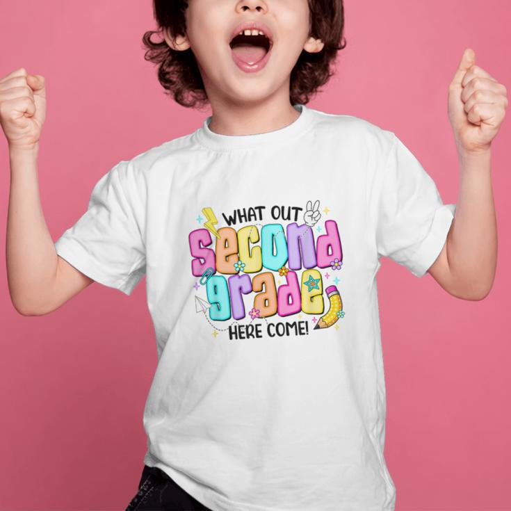 Watch Out Second Grade Here I Come 2nd Grade Back To School Graphic Kid T-Shirt