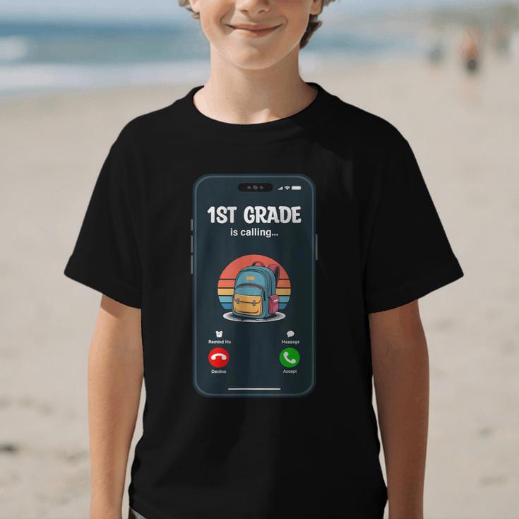 1st Grade Is Calling First Day Back To School First Grade Graphic Kid T-Shirt