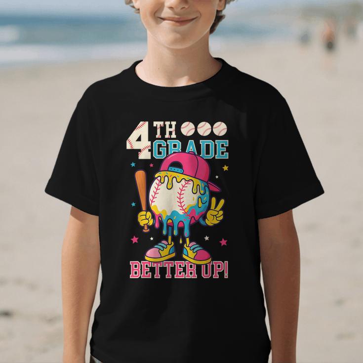 4th Grade Back To School Baseball Drip Ice Cream Game On Graphic Kid T-Shirt 4th Grade Back To School Baseball Drip Ice Cream Game On Graphic Kid T-Shirt