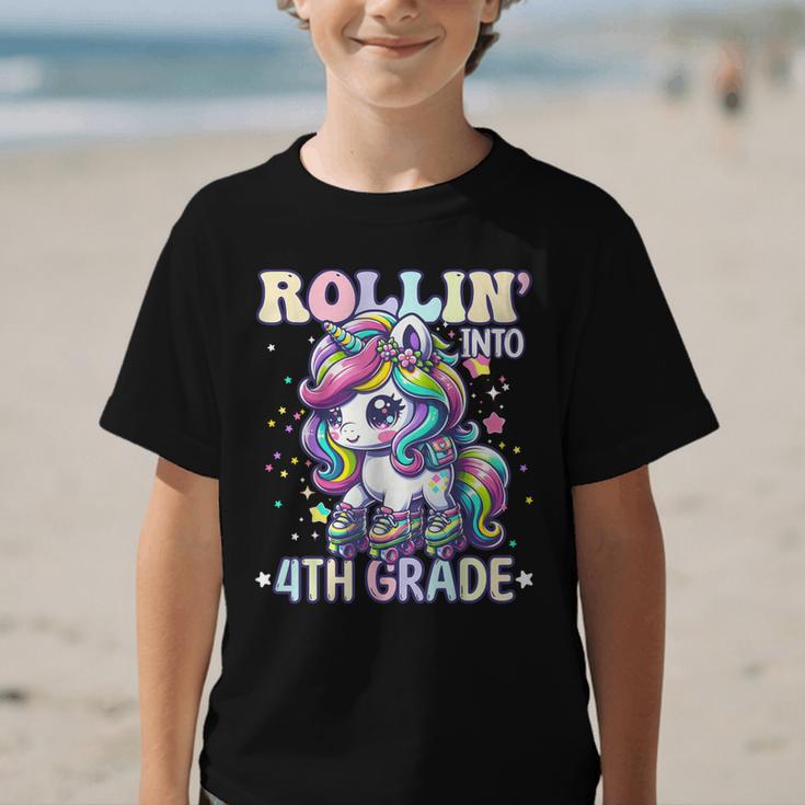 4th Grade Back To School First Day Girls Rollin Unicorn Graphic Kid T-Shirt 4th Grade Back To School First Day Girls Rollin Unicorn Graphic Kid T-Shirt
