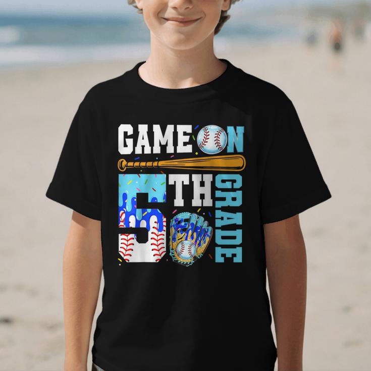 5th Grade Back To School Baseball Drip Ice Cream Game On Graphic Kid T-Shirt