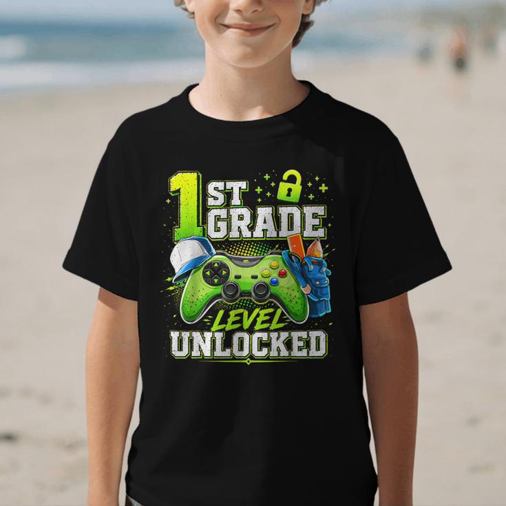 Back To School 1st First Grade Level Unlocked Gamer Kid Graphic Kid T-Shirt Back To School 1st First Grade Level Unlocked Gamer Kid Graphic Kid T-Shirt