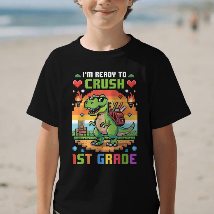 Back To School 1St Grade Boys I'm Ready To Crush Dinosaur Graphic Kid T-Shirt Back To School 1St Grade Boys I'm Ready To Crush Dinosaur Graphic Kid T-Shirt