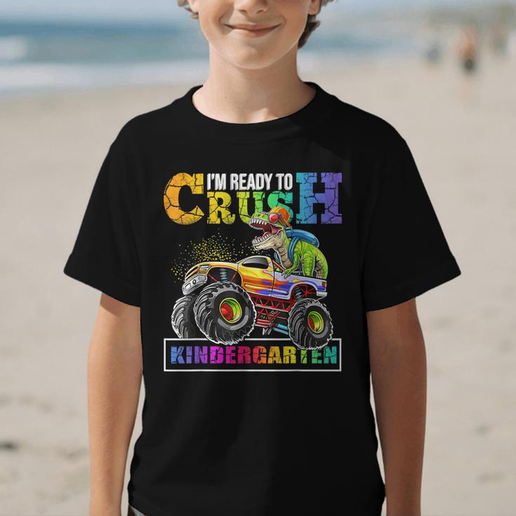 Back To School Boy Dinosaur I'm Ready To Crush Kindergarten Graphic Kid T-Shirt