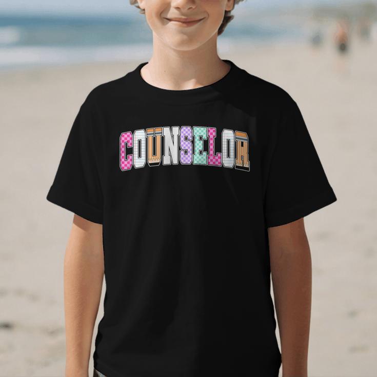 Back To School Counselor Preppy Checkered Counselor Life Graphic Kid T-Shirt Back To School Counselor Preppy Checkered Counselor Life Graphic Kid T-Shirt
