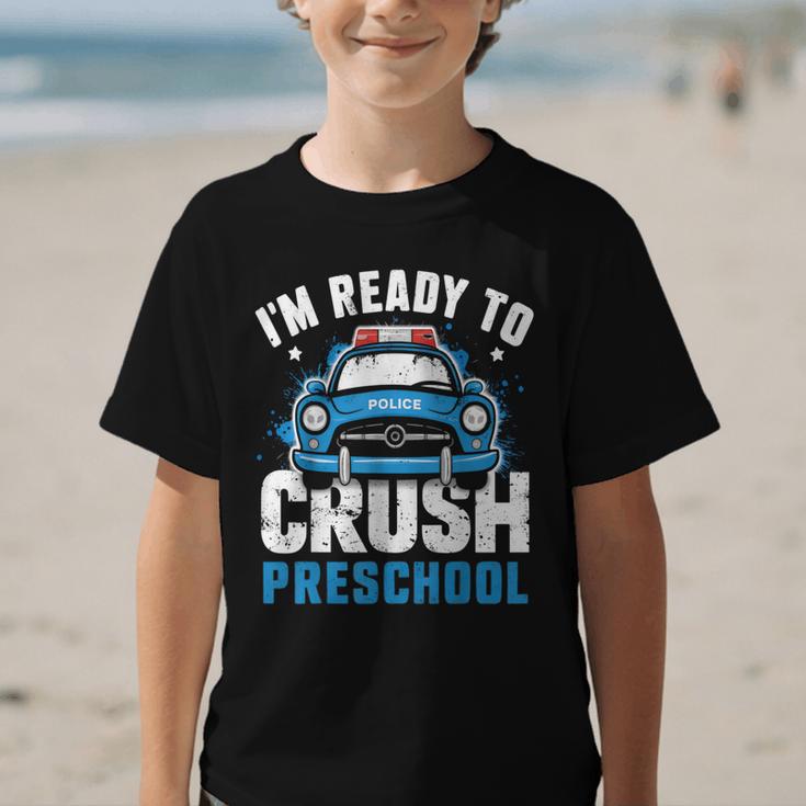Back To School First Day Of Preschool Police Car Boys Graphic Kid T-Shirt