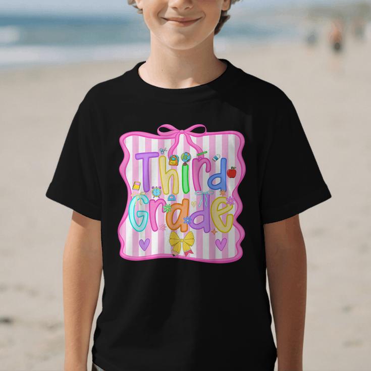 Back To School Third Grade Girls Coquette Bow 3rd Grade Kids Graphic Kid T-Shirt Back To School Third Grade Girls Coquette Bow 3rd Grade Kids Graphic Kid T-Shirt