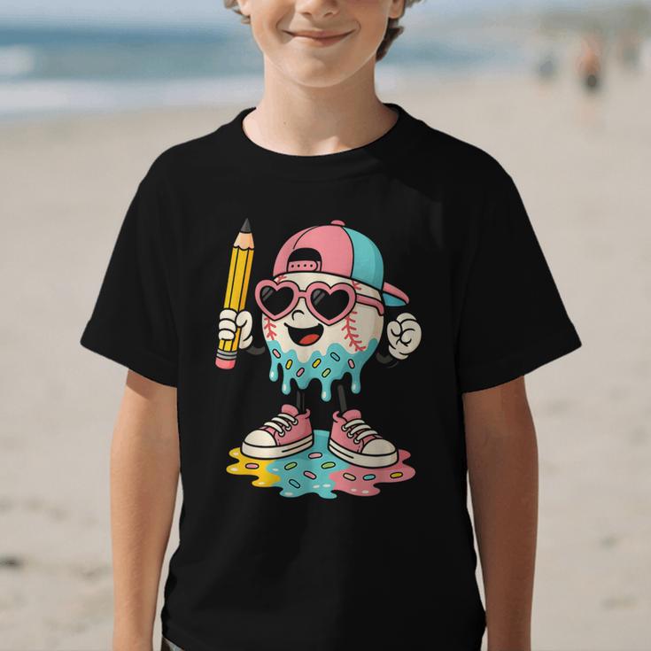 Baseball Drip Ice Cream First Day Back To School Cute Girls Graphic Kid T-Shirt Baseball Drip Ice Cream First Day Back To School Cute Girls Graphic Kid T-Shirt