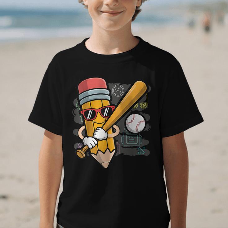 Baseball Player Pencil Back To School Cute Sport Students Graphic Kid T-Shirt Baseball Player Pencil Back To School Cute Sport Students Graphic Kid T-Shirt