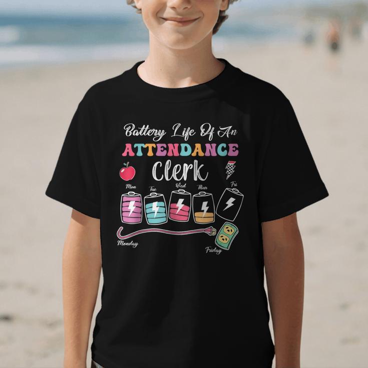Battery Life Of An Attendance Clerk Back To School Graphic Kid T-Shirt Battery Life Of An Attendance Clerk Back To School Graphic Kid T-Shirt
