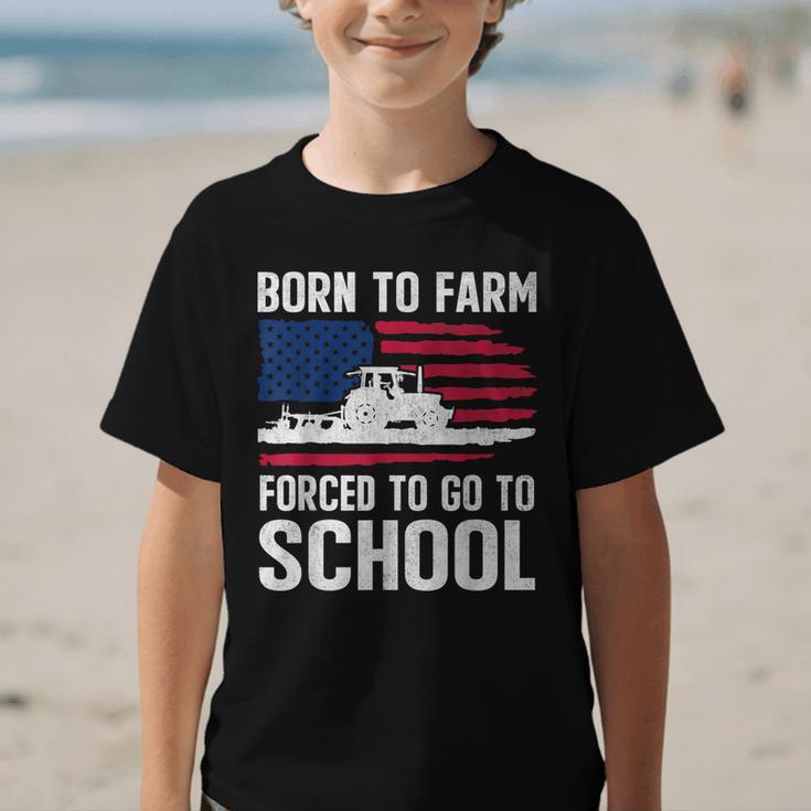 Born To Farm Forced To Go To School Farmer Back To School Graphic Kid T-Shirt