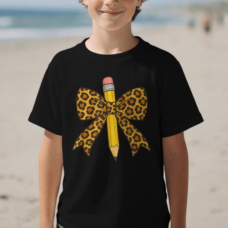 Bow Pencil Leopard First Day Of School Back To School Graphic Kid T-Shirt