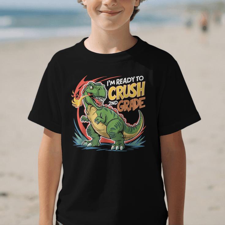 Boy Kid Ready To Crush 2nd Grade Dinosaur Back To School Graphic Kid T-Shirt Boy Kid Ready To Crush 2nd Grade Dinosaur Back To School Graphic Kid T-Shirt