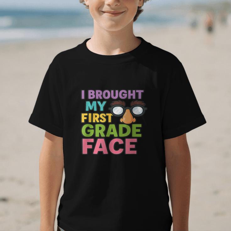 I Brought My First Grade Face First Day Back To School Graphic Kid T-Shirt I Brought My First Grade Face First Day Back To School Graphic Kid T-Shirt