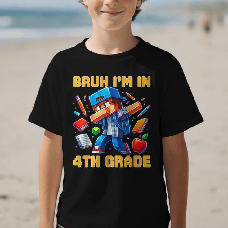 Bruh I'm In 4th Grade Dabbing Boys Kids Gamer Back To School Graphic Kid T-Shirt