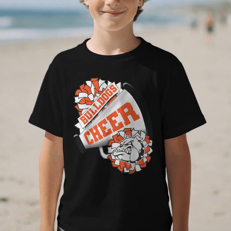 Bulldogs Cheerleading Back To School Cheer Team Orange Graphic Kid T-Shirt Bulldogs Cheerleading Back To School Cheer Team Orange Graphic Kid T-Shirt