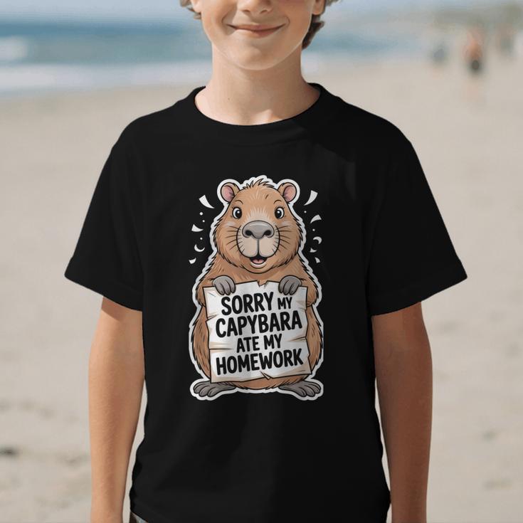 Capybara Ate My Homework Sorry Back To School Animal Graphic Kid T-Shirt Capybara Ate My Homework Sorry Back To School Animal Graphic Kid T-Shirt